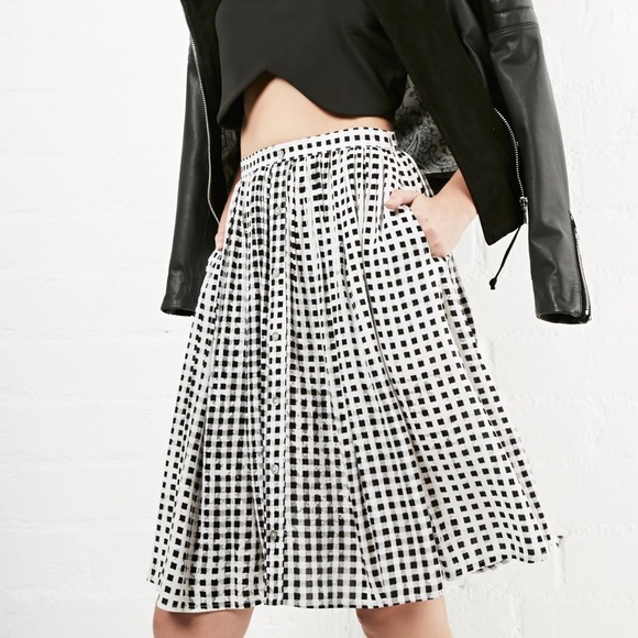 MINKPINK Gingham Knee Length Skirt - Picture 1 of 8